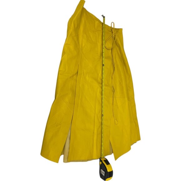 Zara Studio Womens Leather Skirt Size L Yellow Lined Wrap A-Line 1966/304 NWOT - Picture 8 of 10